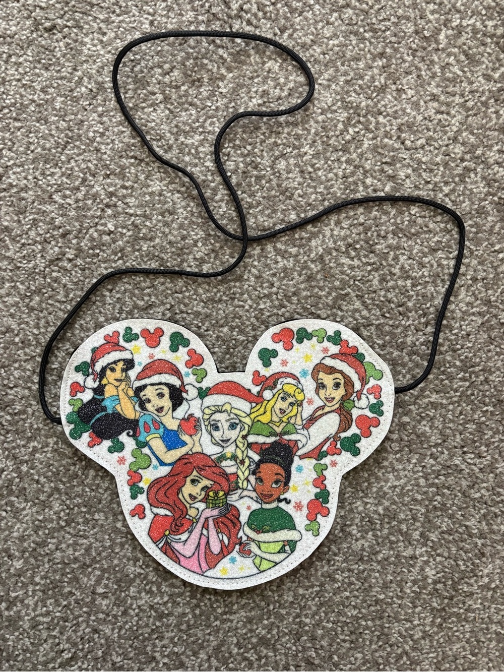 Disney Princess Christmas Mickey Crossbody Purse / Flat Bag